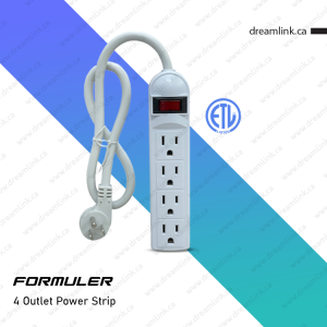 4 Outlets Surge Protected Power Strip Power Switch With Integrated